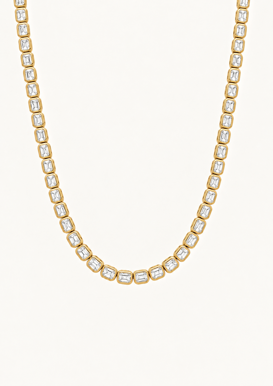 EW Emerald Bezel Tennis Necklace